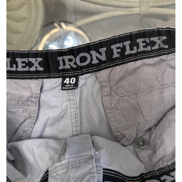 Iron Flex Mens Cargo Shorts Size 40 Gray With Pockets - Picture 5 of 7